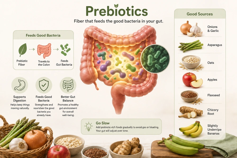 Prebiotics fiber that feeds the good bacteria in your gut
